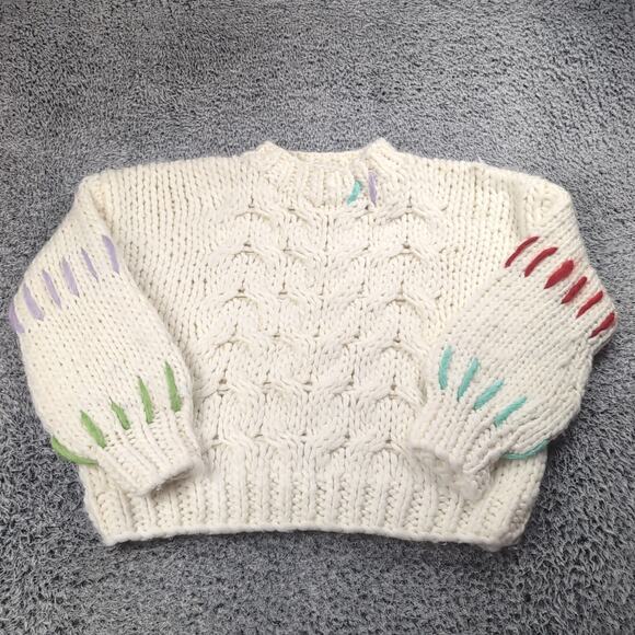 bohme Sweaters - Bohme Sweater Women Medium Beige Chunky Knit Oversized Wool Blend Casual Lounge